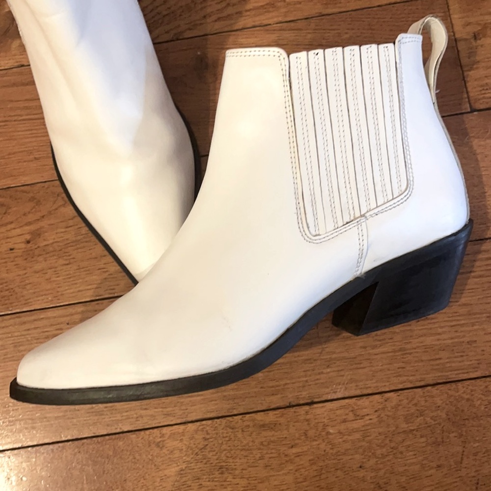 Asos White Leather Booties - Size 7